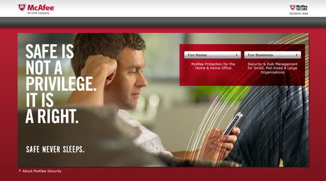 mcafee homepage image